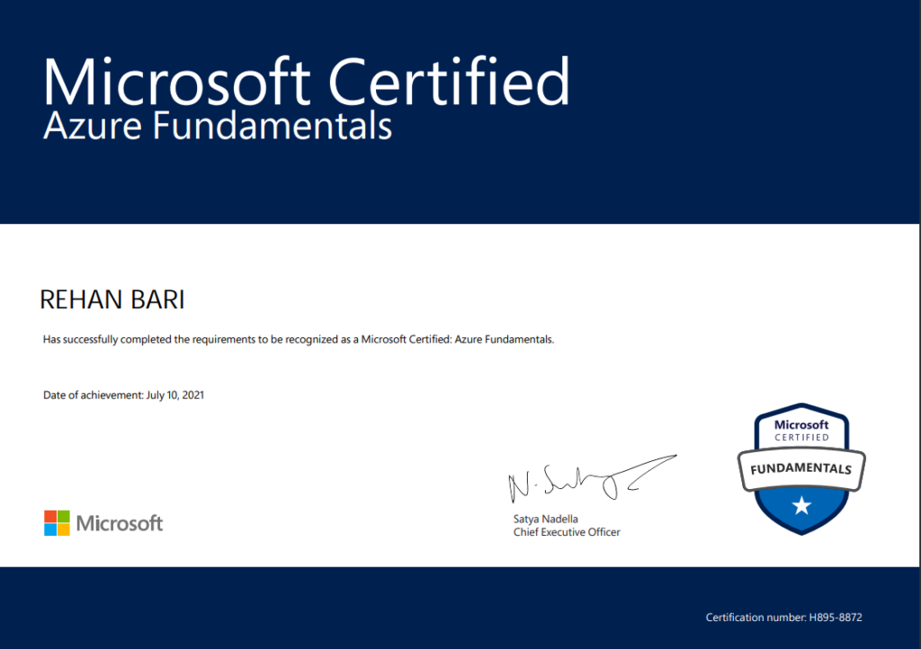 Microsoft Azure Fundamentals (AZ 900)